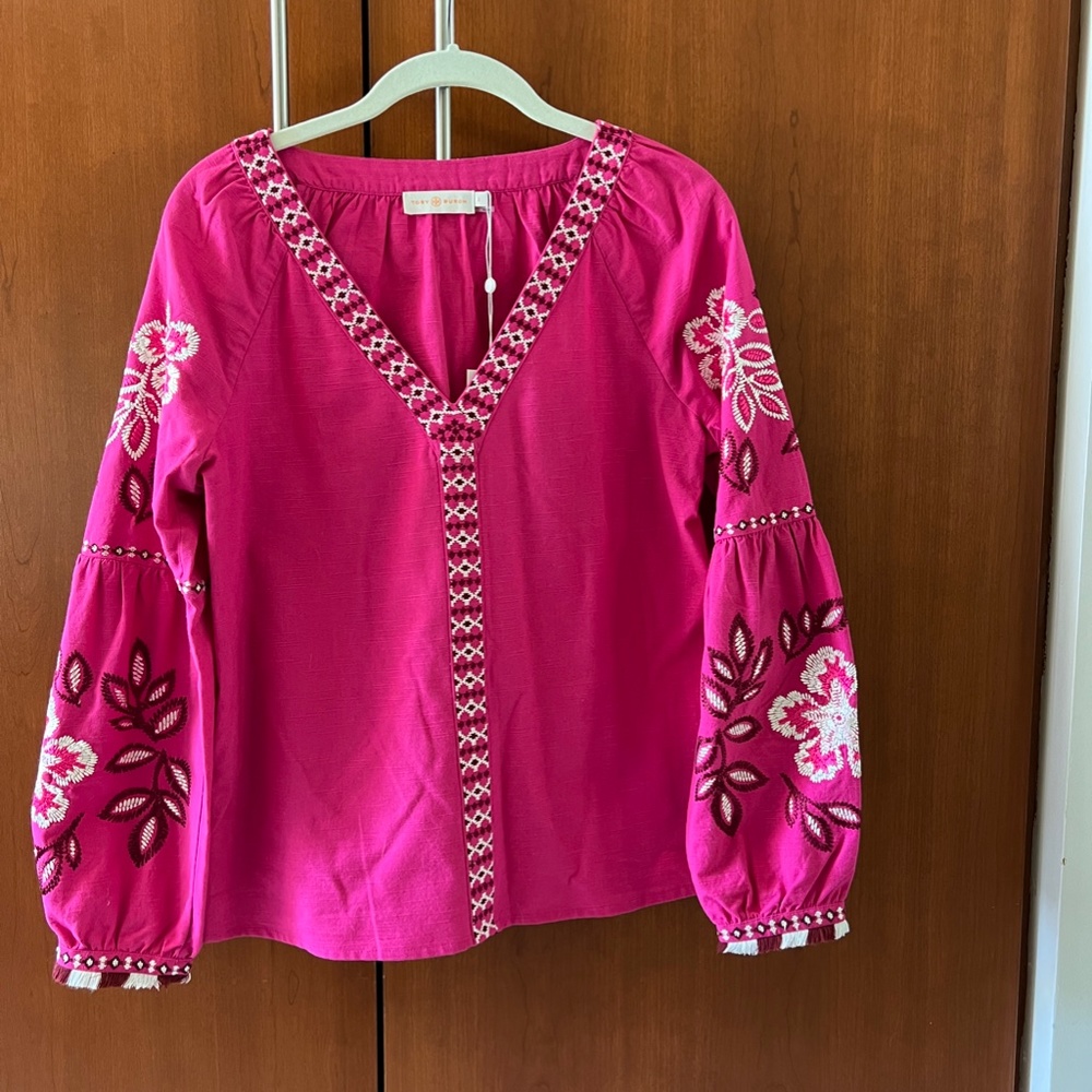 NWT Tory Burch Therese Tunic Shirt Blouse Top size 2 pink